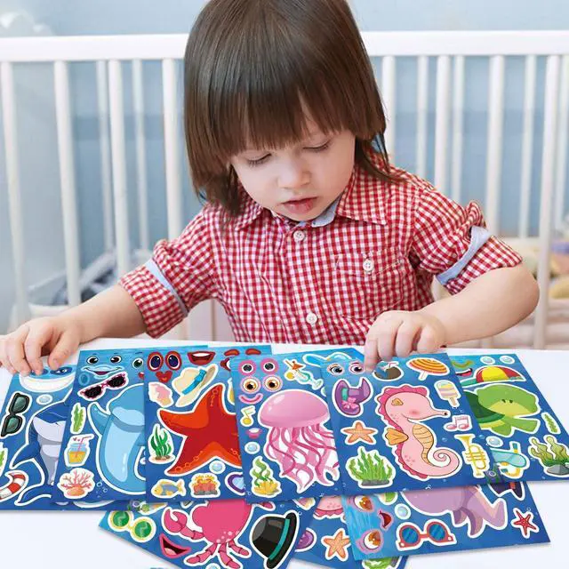 Alt view image 4 of 7 - Ocean Stickers for Kids, Make Your Own Sea Animal, Goodie Bags Stuffers | 24 Sheets Mix and Match Sticker, Make a Face Stickers for Kids Activities Supplies Crafts, Classroom Teacher Reward