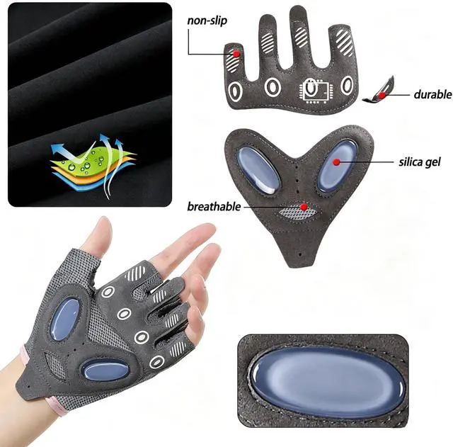 Alt view image 4 of 6 - Breathable Workout Gloves for Women Men Full Palm Protection Grip for Gym Training Fitness Weightlifting Exercise Half Finger