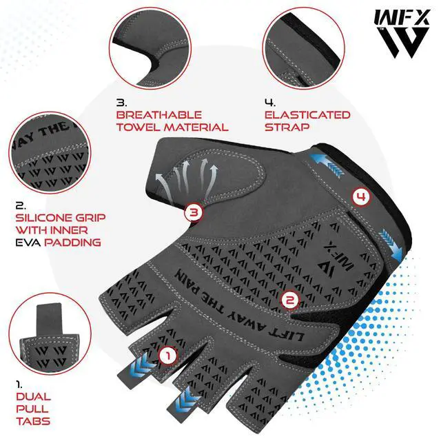 Alt view image 2 of 6 - Weight Lifting Gym Gloves Fitness Workout Breathable Ladies Gloves Non-Slip Silicone Padded Palm Protection Elasticated Strength Training Equipment Half Finger Exercise (Black, M)