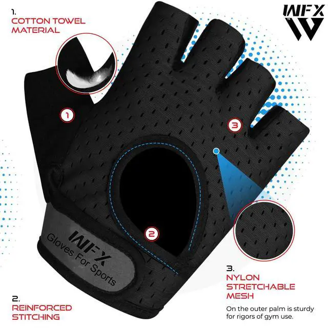 Alt view image 3 of 6 - Weight Lifting Gym Gloves Fitness Workout Breathable Ladies Gloves Non-Slip Silicone Padded Palm Protection Elasticated Strength Training Equipment Half Finger Exercise (Black, M)
