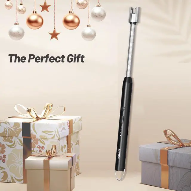 Alt view image 7 of 7 - Electric Candle Lighter, Flexible Neck Windproof USB C Rechargeable | Black | 360° Flexible Neck | Windproof Flameless Arc | Hanging Hook for easy portability | LED Battery Display