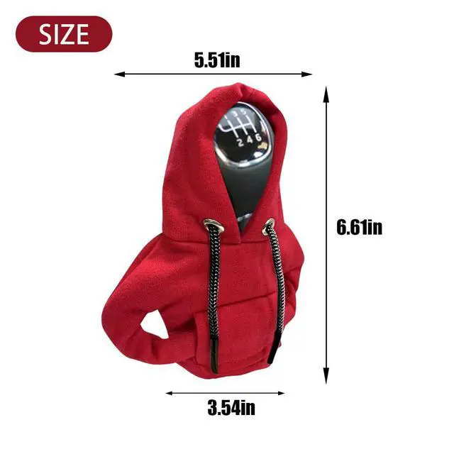 Alt view image 2 of 7 - Car Gear Shift Hoodie Auto Shifter Knob Cover, Red | Nylon Fashionable Mini Hoodie Decoration, Cute Gadgets, Universal Car Interior Accessories, Fit for Manual and Automatic Cars