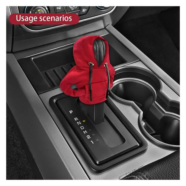 Alt view image 6 of 7 - Car Gear Shift Hoodie Auto Shifter Knob Cover, Red | Nylon Fashionable Mini Hoodie Decoration, Cute Gadgets, Universal Car Interior Accessories, Fit for Manual and Automatic Cars