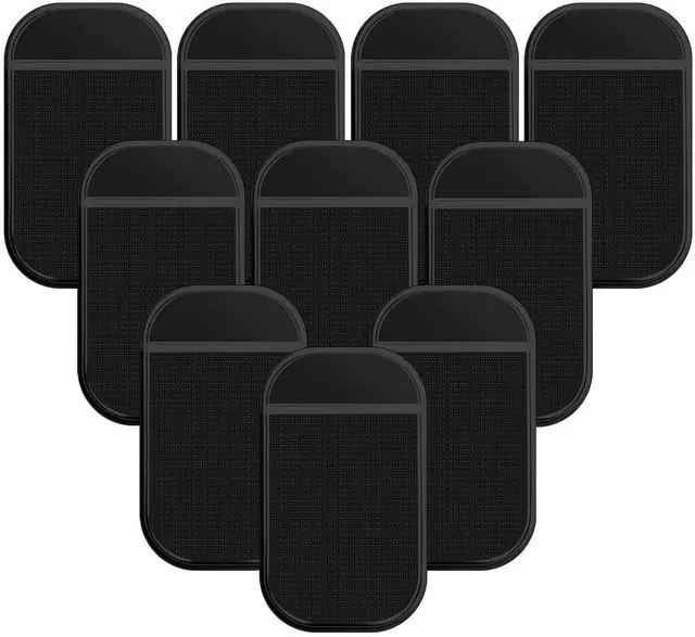 Main image of 10 Pack, Car Dashboard Non Slip Mat, Black | Anti-Slide Sticky Gel, Sticky Mat, 5.5 x 3 Inch, For Radar Detector, Cell Phone, Keys, Mirrors, GPS, Coins