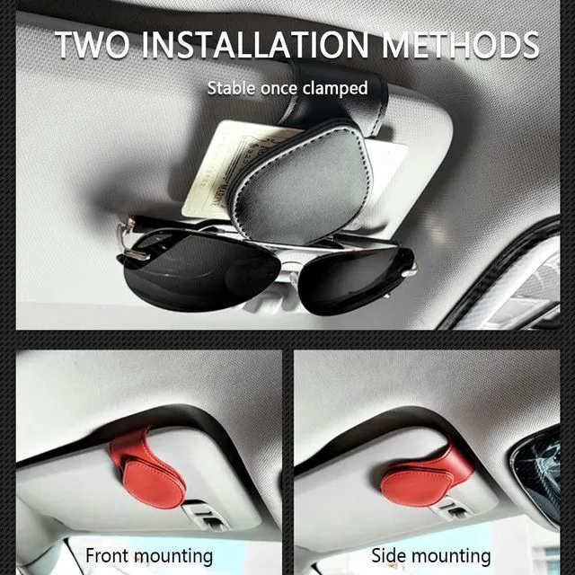 Alt view image 4 of 6 - Magnetic Sunglass Holder for Car Visor,PU Leather Car Sunglass Holder Organizes Glasses Tickets Cards & Keeps Car Tidy,Universal Car Accessories Interior (Black)