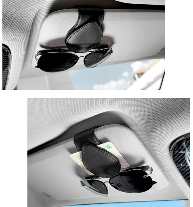 Alt view image 6 of 6 - Magnetic Sunglass Holder for Car Visor,PU Leather Car Sunglass Holder Organizes Glasses Tickets Cards & Keeps Car Tidy,Universal Car Accessories Interior (Black)