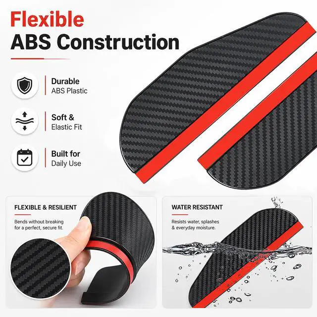Alt view image 5 of 7 - 2PCS Side Mirror Visor Rain Guards, Car Rear View Mirror Rain Cover | Silicone Rain Shield, Mirror Cover Rubber Visor Guard