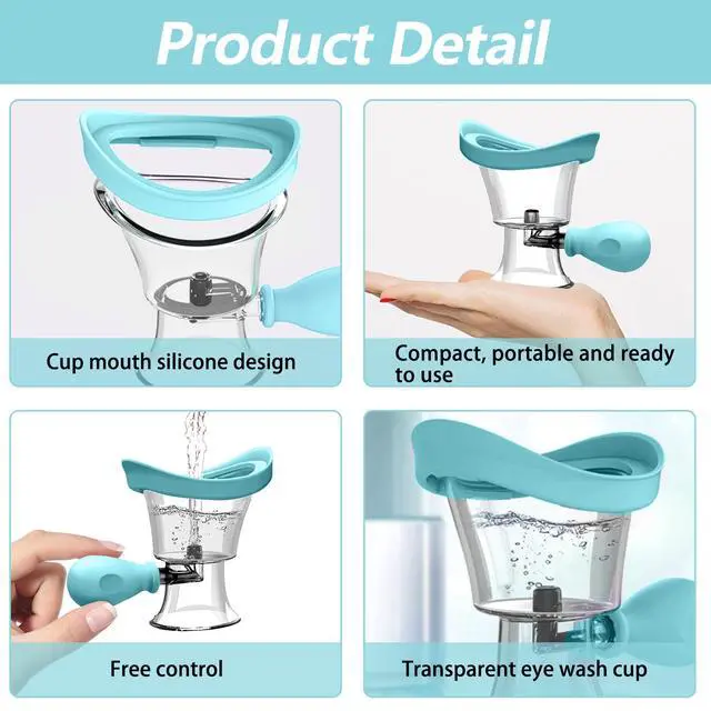 Alt view image 3 of 7 - Eye Wash Cup,Silicone Manual Air Pressure Eye Cleaning Cup for Eye Rinse, Eye Rinse Solution with CupPortable Eye Care Tool for Quick Relief from Tired Eyes, Cleaning Eye Dust, Makeup Irritants