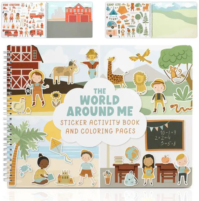 Main image of Fun Sticker Book for Toddlers 2-4 - Kids Activity Book with 500+ Stickers | 12 Beautiful Themes Entertain Boys and Girls Ages 2-4 or 4-8 While Traveling - Incl. Coloring Pages