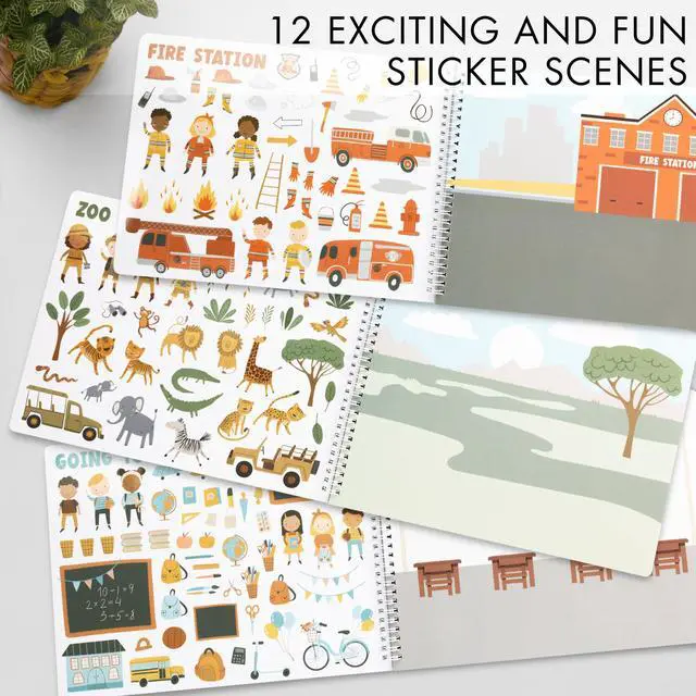 Alt view image 4 of 7 - Fun Sticker Book for Toddlers 2-4 - Kids Activity Book with 500+ Stickers | 12 Beautiful Themes Entertain Boys and Girls Ages 2-4 or 4-8 While Traveling - Incl. Coloring Pages