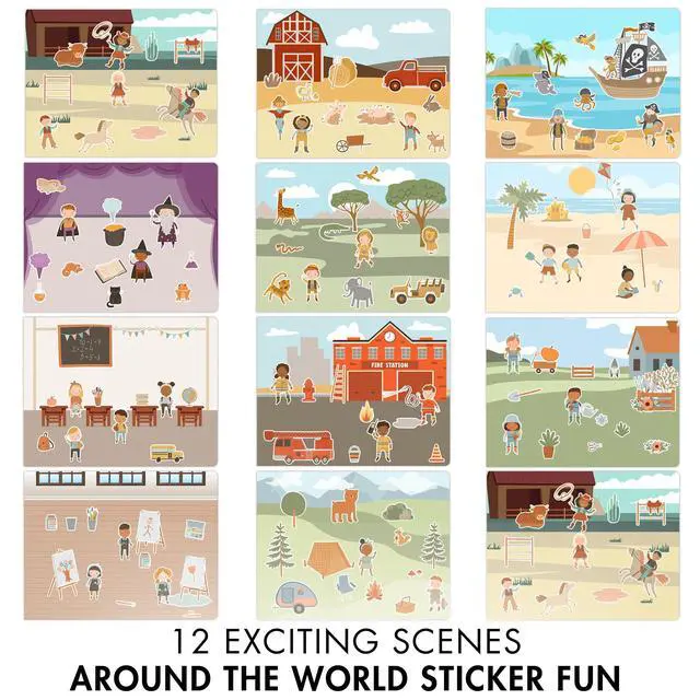 Alt view image 7 of 7 - Fun Sticker Book for Toddlers 2-4 - Kids Activity Book with 500+ Stickers | 12 Beautiful Themes Entertain Boys and Girls Ages 2-4 or 4-8 While Traveling - Incl. Coloring Pages