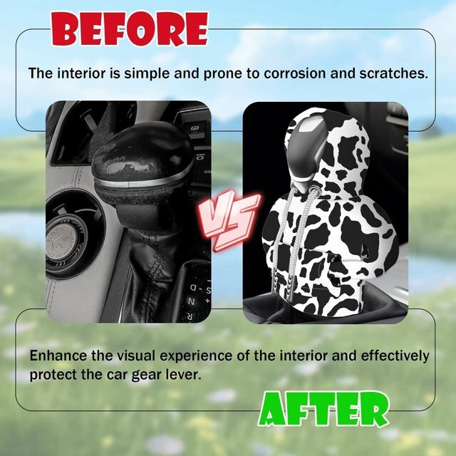 Alt view image 4 of 7 - Car Gear Shift Hoodie, Cute Cow Stripe Shifter Knob Hoodie Cover for Cars, Trucks, SUVs, Auto Interior Protector Decoration Gadgets for Women Men 2024