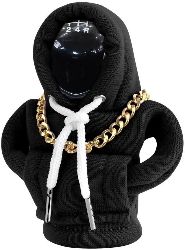 Main image of Gear Shift Hoodie, Funny Car Gear Shift Cover, Cute Car Shift Knob Hoodie, Automotive Interior Accessories, Universal Fit Knob Cover Gift (Black)