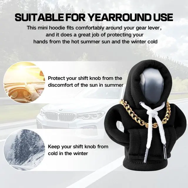 Alt view image 5 of 7 - Gear Shift Hoodie, Funny Car Gear Shift Cover, Cute Car Shift Knob Hoodie, Automotive Interior Accessories, Universal Fit Knob Cover Gift (Black)