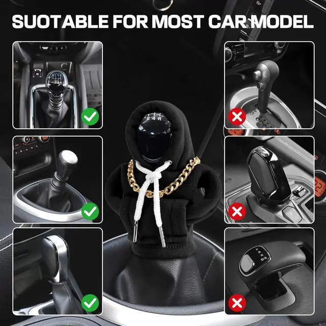 Alt view image 6 of 7 - Gear Shift Hoodie, Funny Car Gear Shift Cover, Cute Car Shift Knob Hoodie, Automotive Interior Accessories, Universal Fit Knob Cover Gift (Black)