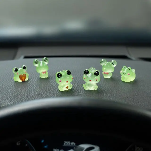 Main image of Luminous Frog Car Dashboard Decor, 6PCS Fun Frog Car Dash Decorations Rear View Mirror Ornament Interior Accessories