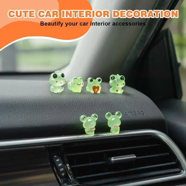 Alt view image 2 of 7 - Luminous Frog Car Dashboard Decor, 6PCS Fun Frog Car Dash Decorations Rear View Mirror Ornament Interior Accessories