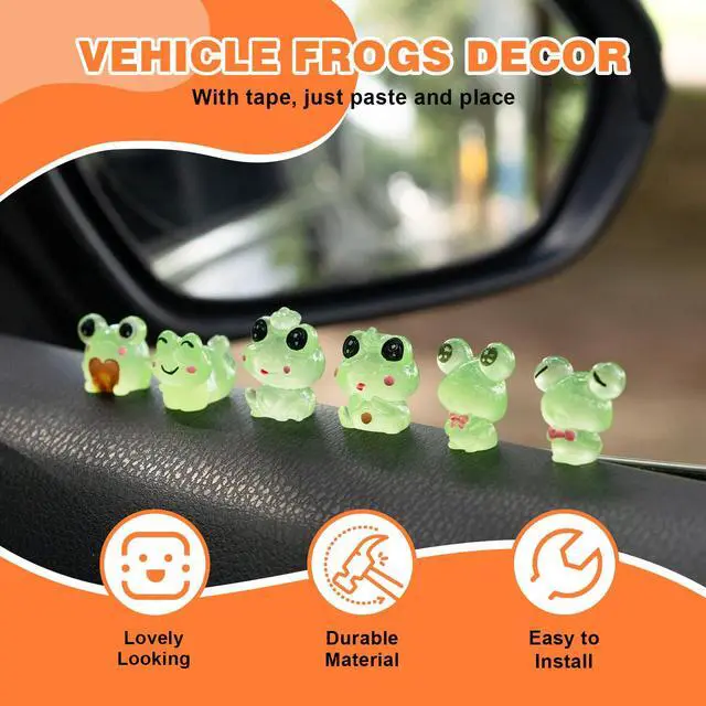 Alt view image 4 of 7 - Luminous Frog Car Dashboard Decor, 6PCS Fun Frog Car Dash Decorations Rear View Mirror Ornament Interior Accessories