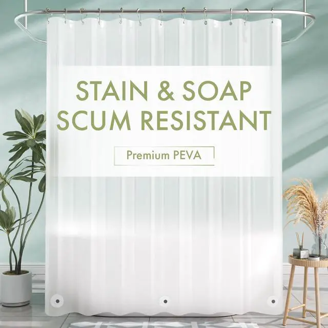 Main image of Shower Curtain Liner, 72x72 Plastic Frosted Shower Liner, Cute PEVA Shower Curtain Liners, Waterproof Vinyl Shower Curtain Liner with 3 Magnets, Lightweight Shower Curtains for Bathroom