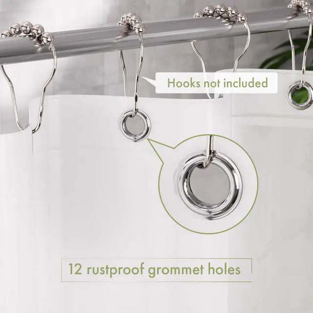 Alt view image 3 of 7 - Shower Curtain Liner, 72x72 Plastic Frosted Shower Liner, Cute PEVA Shower Curtain Liners, Waterproof Vinyl Shower Curtain Liner with 3 Magnets, Lightweight Shower Curtains for Bathroom