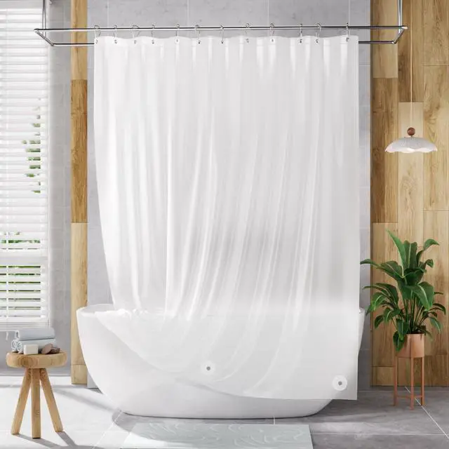 Alt view image 7 of 7 - Shower Curtain Liner, 72x72 Plastic Frosted Shower Liner, Cute PEVA Shower Curtain Liners, Waterproof Vinyl Shower Curtain Liner with 3 Magnets, Lightweight Shower Curtains for Bathroom