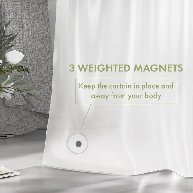 Alt view image 5 of 7 - Shower Curtain Liner, 72x72 Plastic Frosted Shower Liner, Cute PEVA Shower Curtain Liners, Waterproof Vinyl Shower Curtain Liner with 3 Magnets, Lightweight Shower Curtains for Bathroom