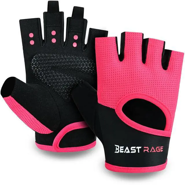 Main image of Workout Gloves for Men Gym Glove for Weightlifting Women Fingerless with Palm Protection Padding, Breathable and Lightweight Weight Lifting Glovess Cycling Pull Up (Magenta, S)
