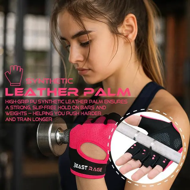 Alt view image 3 of 7 - Workout Gloves for Men Gym Glove for Weightlifting Women Fingerless with Palm Protection Padding, Breathable and Lightweight Weight Lifting Glovess Cycling Pull Up (Magenta, S)
