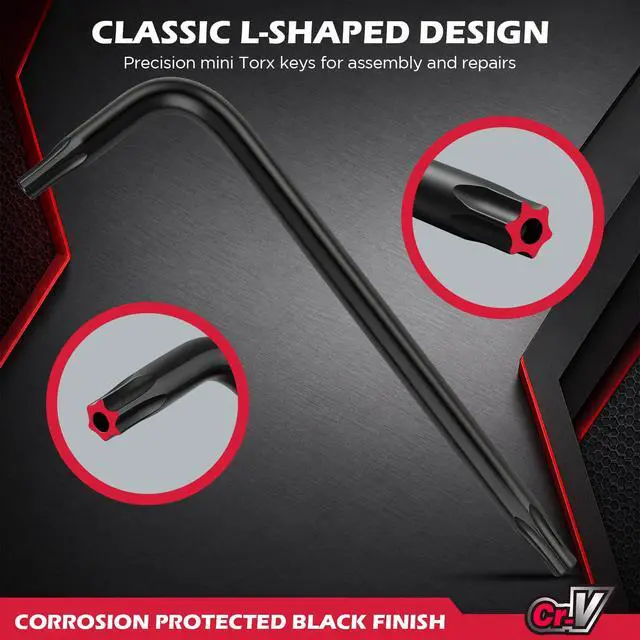 Alt view image 3 of 7 - 8-Piece Mini Torx L Key Set, Tamperproof Torx Star Allen Wrench, T5, T6, T7, T8, T9, T10, T15, T20, Cr-V