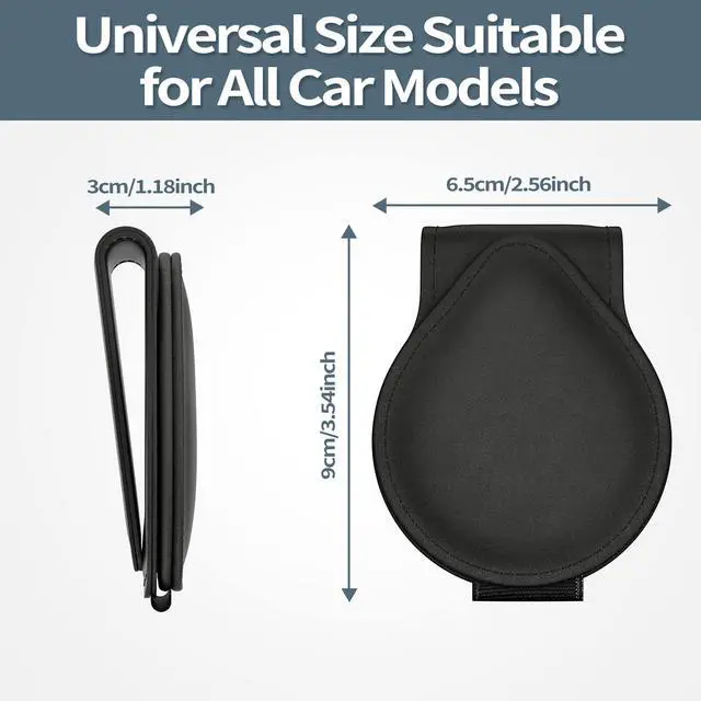 Alt view image 4 of 7 - Sunglass Holder for Car, Magnetic PU Leather Visor Clip, 2 Pack | 2-Pack PU Leather Magnetic Glasses Mount Holder Eyeglasses Hanger Clip Visor Accessories for All Car Models, Black
