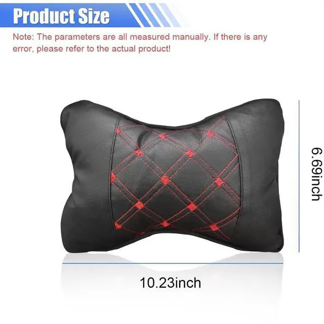 Alt view image 2 of 6 - 2PCS Car Neck Pillow, Soft Comfortable Auto Headrest Pillow, Red | Car Seat Head Rest Cushion Pad with Adjustable Strap, Universal Automotive Interior Accessory for Driving Fatigue Relief