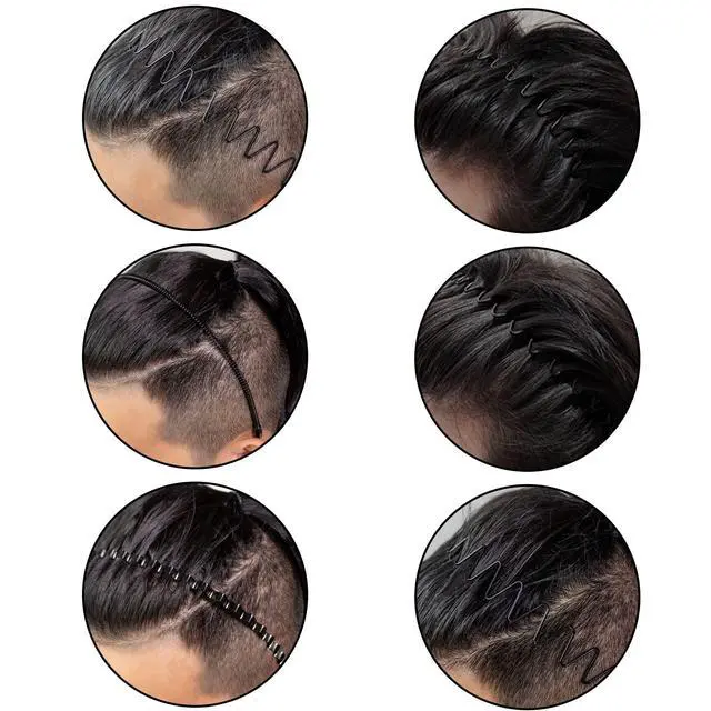 Alt view image 4 of 7 - CAMKONG 6PCS Metal Hair Band for Men Headbands Women Wavy Hairband Spring Hair Hoop Sports Fashion Hair Bands Unisex Black Elastic Non Slip Simple Headwear Accessories