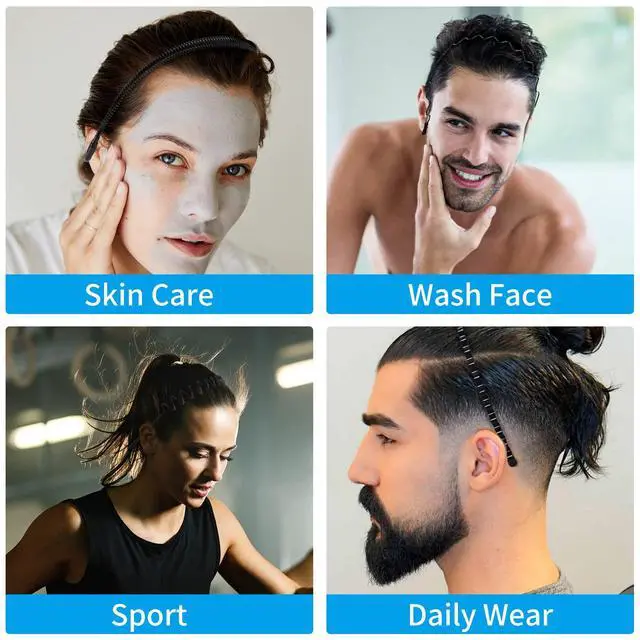 Alt view image 5 of 7 - CAMKONG 6PCS Metal Hair Band for Men Headbands Women Wavy Hairband Spring Hair Hoop Sports Fashion Hair Bands Unisex Black Elastic Non Slip Simple Headwear Accessories