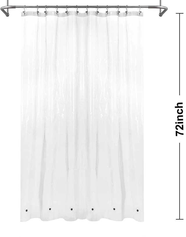 Alt view image 7 of 7 - Barossa Design Oeko-tex Certified Shower Curtain Liner Standard Size, Clear | Waterproof PEVA, Rustproof Grommets, 3 Bottom Magnets, Cute Lightweight Bathroom Curtain, Fits Standard Tub 72" Length