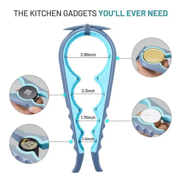 Alt view image 2 of 7 - Jar Bottle Opener for Weak Hands,4 &5 in 1 Multi Function Non-Slip Can Lid Opener Tools with Silicone Jar Gripper Pad,Suitable for Seniors,Children and Arthritic Hands (Light Blue)