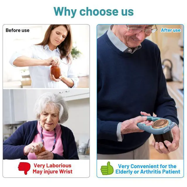Alt view image 3 of 7 - Jar Bottle Opener for Weak Hands,4 &5 in 1 Multi Function Non-Slip Can Lid Opener Tools with Silicone Jar Gripper Pad,Suitable for Seniors,Children and Arthritic Hands (Light Blue)