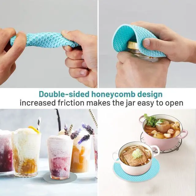 Alt view image 6 of 7 - Jar Bottle Opener for Weak Hands,4 &5 in 1 Multi Function Non-Slip Can Lid Opener Tools with Silicone Jar Gripper Pad,Suitable for Seniors,Children and Arthritic Hands (Light Blue)