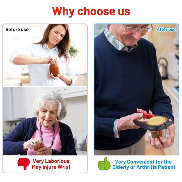 Alt view image 3 of 7 - Jar Bottle Opener for Weak Hands,4 &5 in 1 Multi Function Non-Slip Can Lid Opener Tools with Silicone Jar Gripper Pad,Suitable for Seniors,Children and Arthritic Hands (Red)