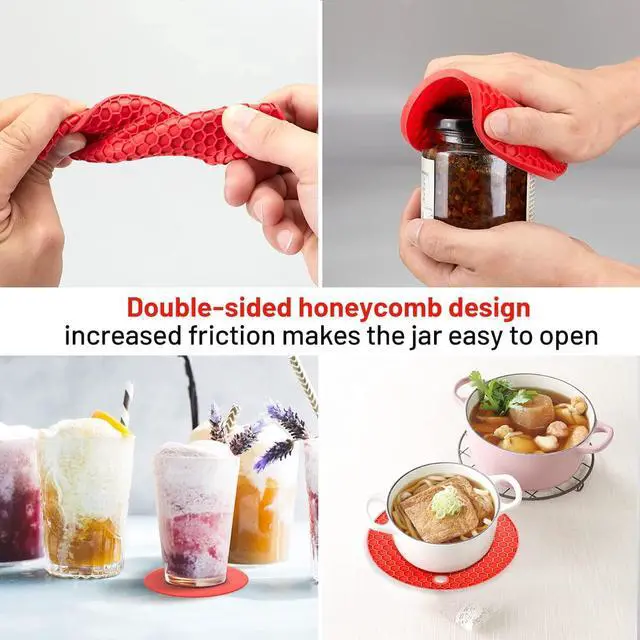 Alt view image 6 of 7 - Jar Bottle Opener for Weak Hands,4 &5 in 1 Multi Function Non-Slip Can Lid Opener Tools with Silicone Jar Gripper Pad,Suitable for Seniors,Children and Arthritic Hands (Red)