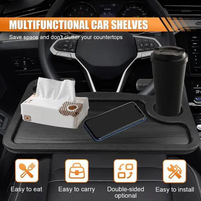 Alt view image 3 of 6 - ZIMISI Car Steering Wheel Tray, Computer Office Car Table Tray (Black) | Automotive Trays for Eating, Multipurpose Vehicle Desk Travel Accessories for Laptop, Food, Fits Most Steering Wheel