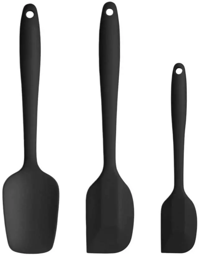 Main image of Silicone Spatula 3-Piece Set, Ergonomic Handle High Heat-Resistant Spatulas, Non-Stick Rubber Spatulas with Stainless Steel Core, Black
