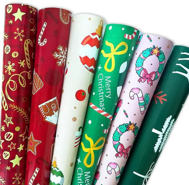 Main image of Christmas Wrapping Paper, Christmas Decorations Bags, Xmas Wrapping Paper | Stocking Stuffers, 12Pcs Wrapping Paper, Christmas Gift Games Activity Party Favors Supplies for Kids Men Women 21" x 28"