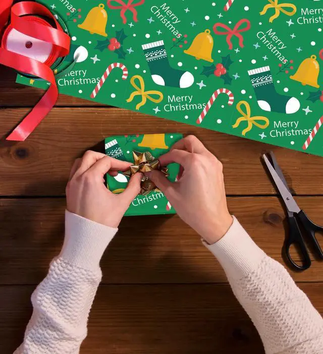 Alt view image 6 of 6 - Christmas Wrapping Paper, Christmas Decorations Bags, Xmas Wrapping Paper | Stocking Stuffers, 12Pcs Wrapping Paper, Christmas Gift Games Activity Party Favors Supplies for Kids Men Women 21" x 28"