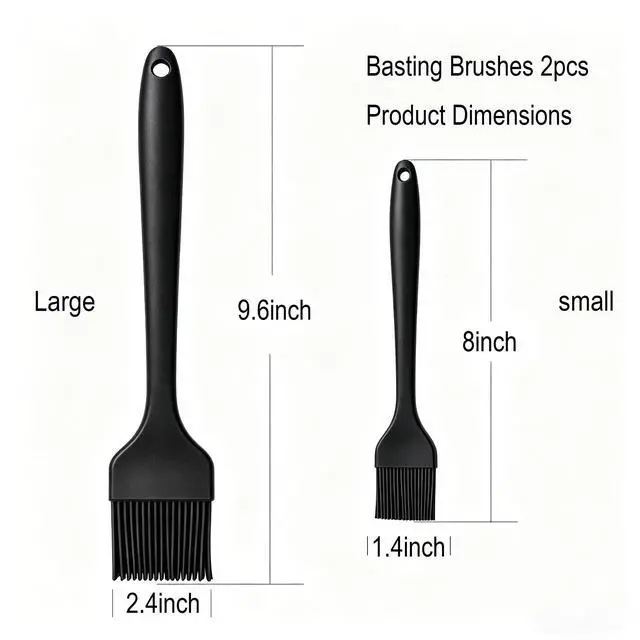 Alt view image 3 of 7 - 2 Pack Silicone Basting Brushes, Heat Safe for BBQ Baking Pastry | Dense Bristles Hold Marinades, Butter & Oil, Heat Safe Silicone, Seamless Design, Dishwasher Safe, Non-Slip Grip BBQ Pastry