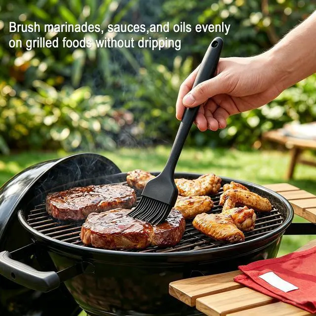 Alt view image 7 of 7 - 2 Pack Silicone Basting Brushes, Heat Safe for BBQ Baking Pastry | Dense Bristles Hold Marinades, Butter & Oil, Heat Safe Silicone, Seamless Design, Dishwasher Safe, Non-Slip Grip BBQ Pastry