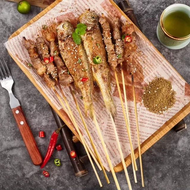 Alt view image 2 of 7 - Fu Store Bamboo Skewers 6 Inch Bamboo Sticks 100pcs BBQ Kabob Skewers | Barbecue Grill, Appetizer, Fruit, Corn, Chocolate Fountain, Cocktail, Art, Craft, Set of 100 Pack