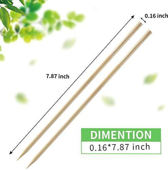 Alt view image 4 of 7 - Bamboo Skewers 8 Inch Bamboo Sticks 100pcs BBQ Kabob Skewers | Barbecue Grill, Appetizer, Fruit, Corn, Chocolate Fountain, Cocktail, Art, Craft, Set of 100 Pack