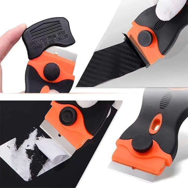 Alt view image 2 of 7 - Razor Blade Scraper, 2-in-1 Double Edged Razorblade Scraper Tool with 20Pcs Razor Blades, Multi-Purpose Paint Cleaning Razor Scraper for Glass, Decals, Stickers, Labels, Caulk, Adhesive, Paint Removal