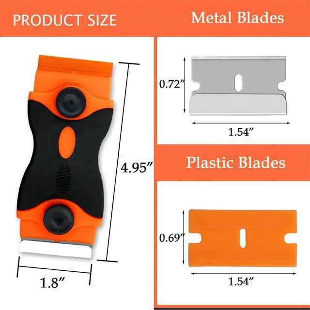Alt view image 5 of 7 - Razor Blade Scraper, 2-in-1 Double Edged Razorblade Scraper Tool with 20Pcs Razor Blades, Multi-Purpose Paint Cleaning Razor Scraper for Glass, Decals, Stickers, Labels, Caulk, Adhesive, Paint Removal