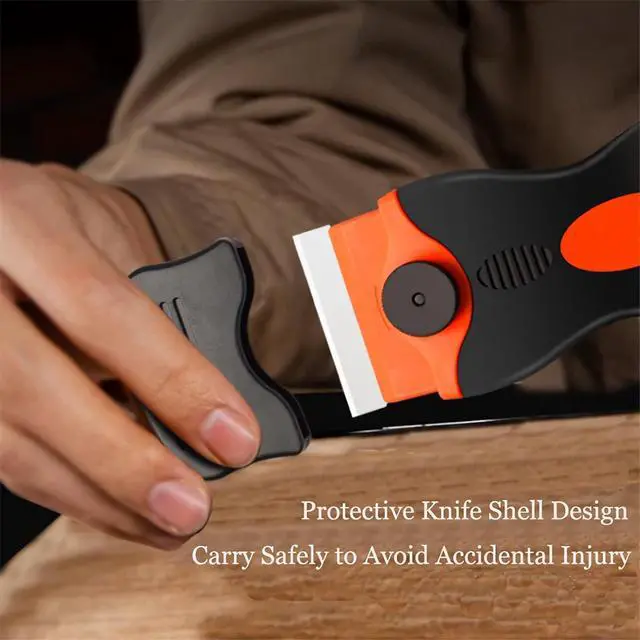 Alt view image 6 of 7 - Razor Blade Scraper, 2-in-1 Double Edged Razorblade Scraper Tool with 20Pcs Razor Blades, Multi-Purpose Paint Cleaning Razor Scraper for Glass, Decals, Stickers, Labels, Caulk, Adhesive, Paint Removal